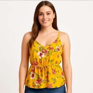 Lily White Yellow Floral Camisole Sz Small